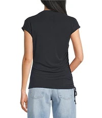 TOPSHOP Cupro Ruched Asymmetric Top