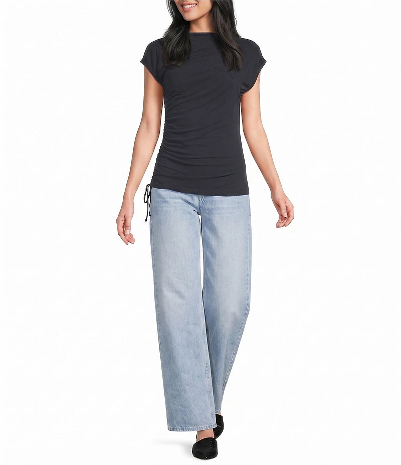 TOPSHOP Cupro Ruched Asymmetric Top
