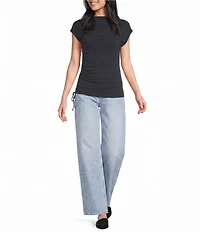 TOPSHOP Cupro Ruched Asymmetric Top