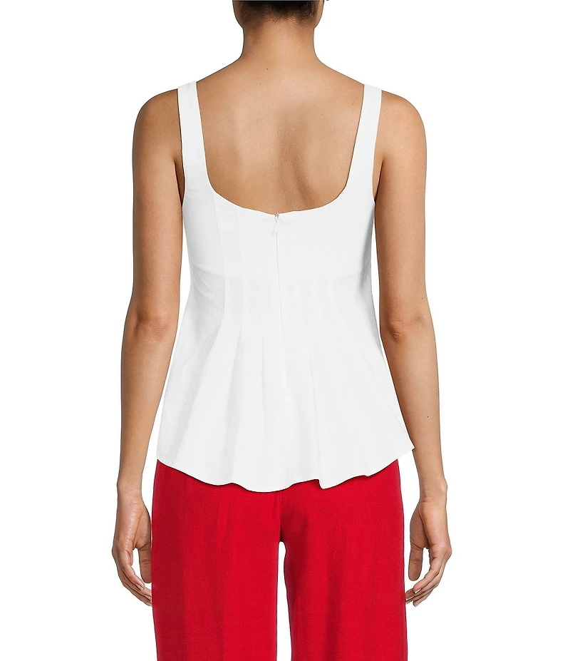 TOPSHOP Curve Hem Square Neck Sleeveless Pullover Linen Top