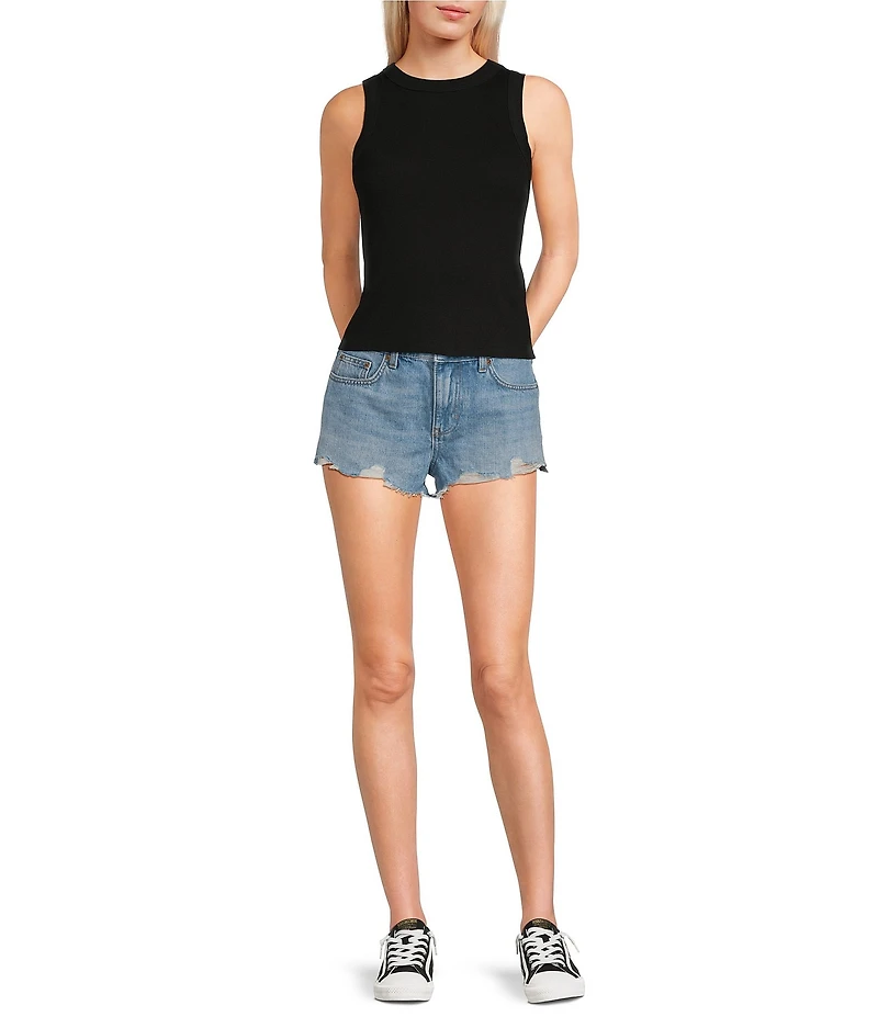 TOPSHOP Denim A-Line Mom Shorts