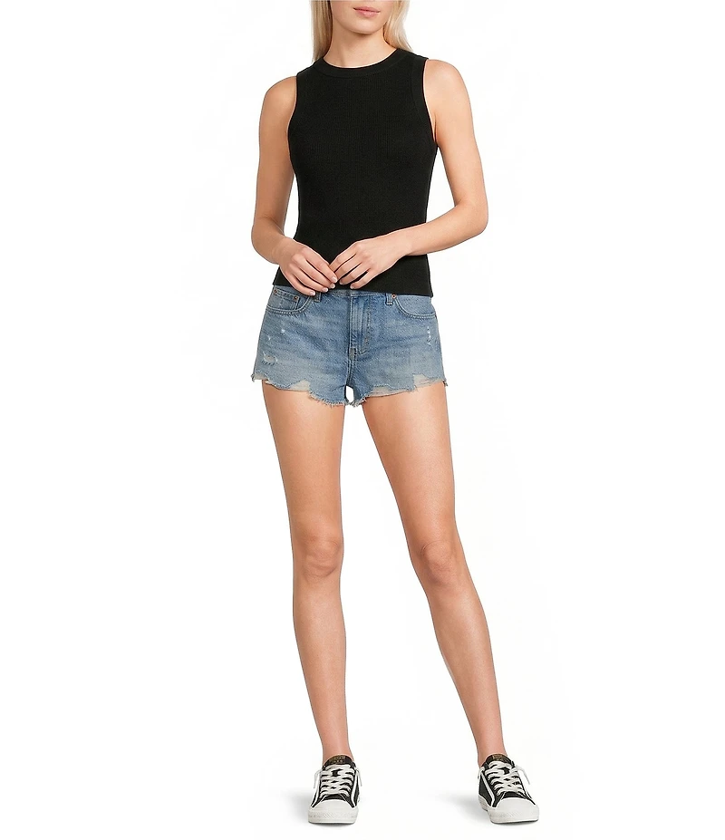 TOPSHOP Denim A-Line Mom Shorts