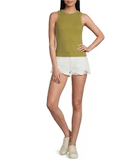 TOPSHOP Denim Raw Hem A-Line Mom Shorts