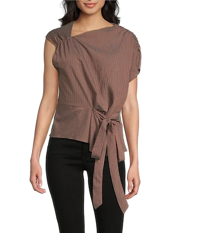 TOPSHOP Drape Neck Short Sleeve Top