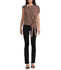 TOPSHOP Drape Neck Short Sleeve Top