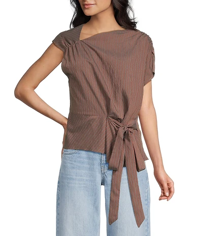 TOPSHOP Drape Neck Short Sleeve Top