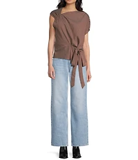 TOPSHOP Drape Neck Short Sleeve Top