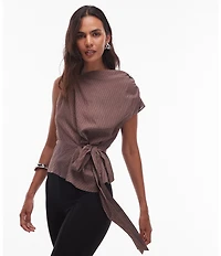 TOPSHOP Drape Neck Short Sleeve Top