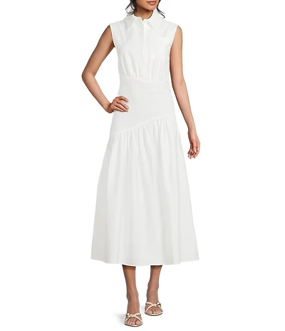 TOPSHOP Drop Waist Sleeveless Shirt Dress