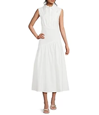 TOPSHOP Drop Waist Sleeveless Shirt Dress