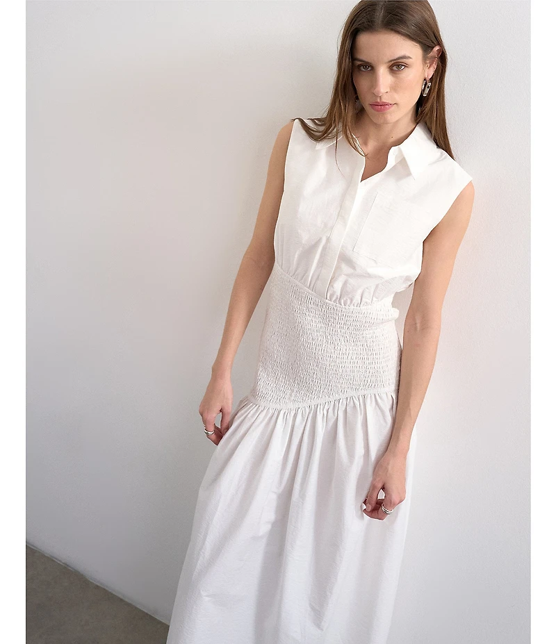 TOPSHOP Drop Waist Sleeveless Shirt Dress