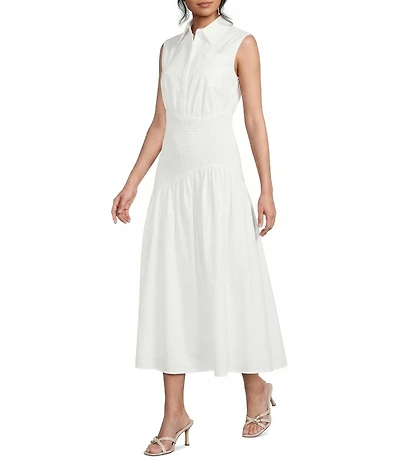 TOPSHOP Drop Waist Sleeveless Shirt Dress