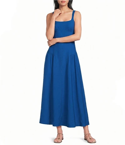 TOPSHOP Dropped Waist Linen Maxi Dress