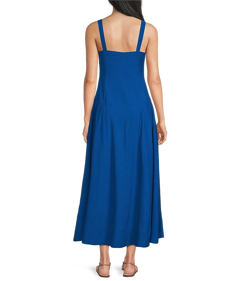 TOPSHOP Dropped Waist Linen Maxi Dress