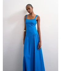 TOPSHOP Dropped Waist Linen Maxi Dress