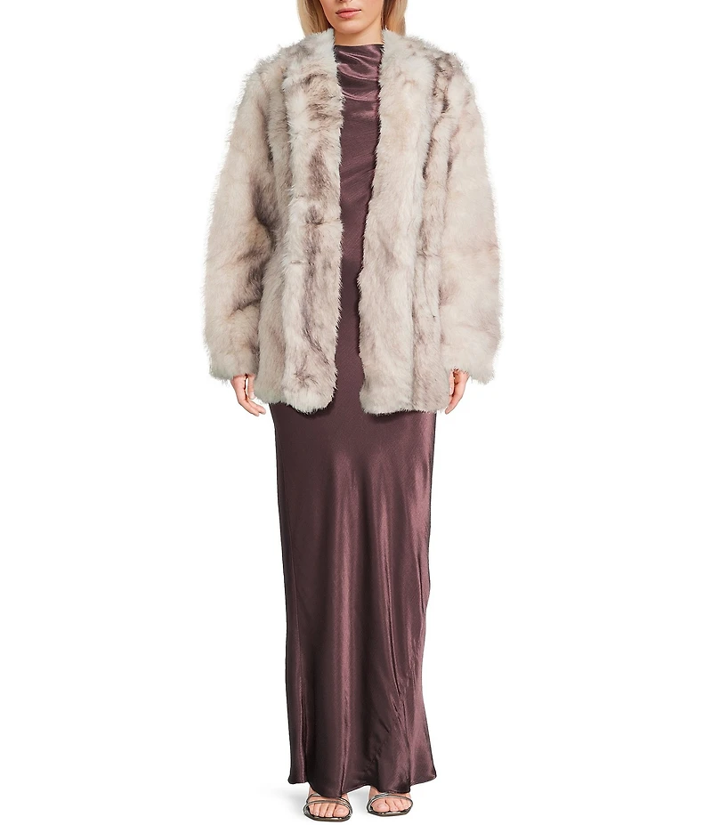 TOPSHOP Faux Fur Stripe Coat