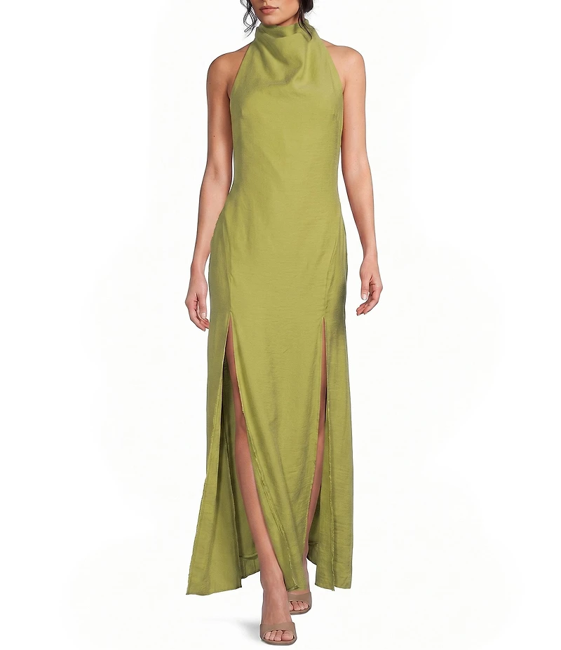 TOPSHOP Halter Cowl Maxi Dress