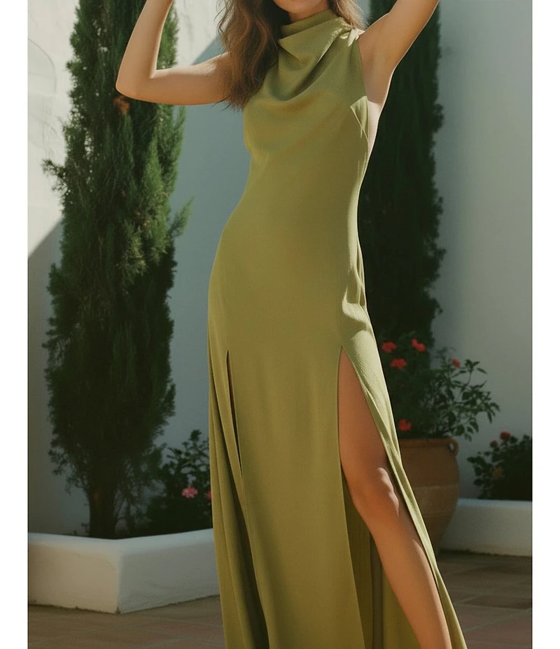 TOPSHOP Halter Cowl Maxi Dress