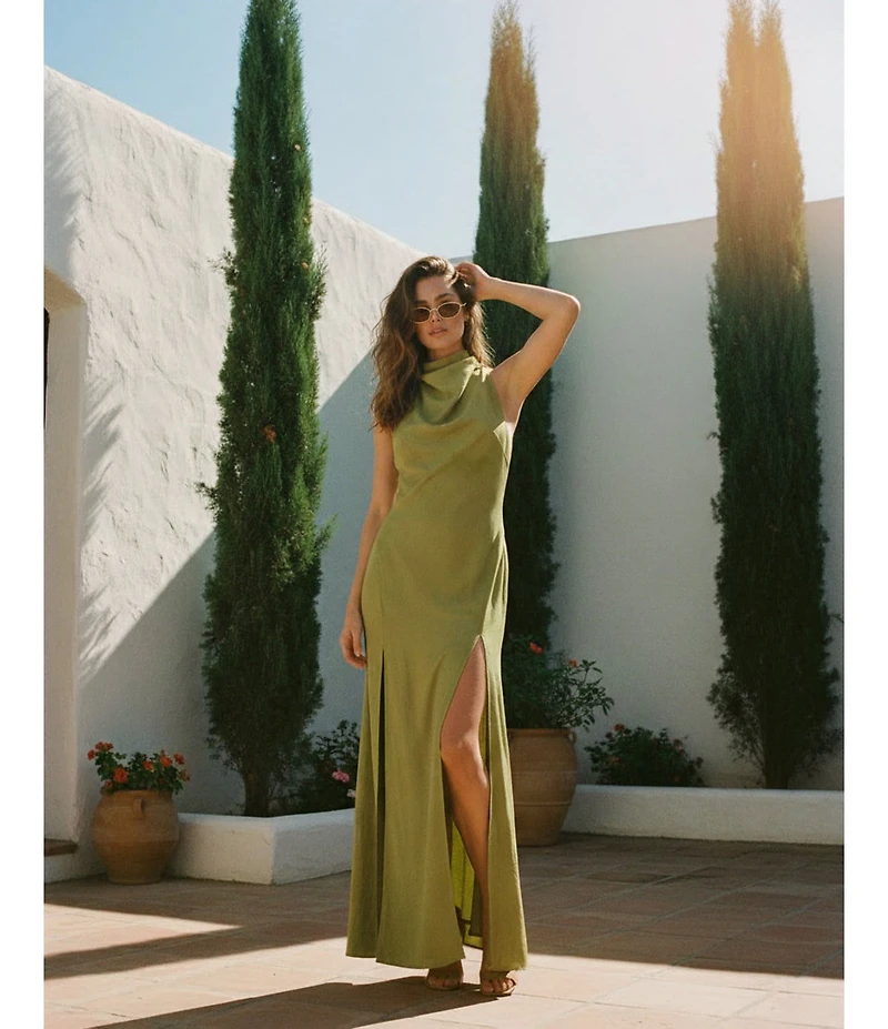 TOPSHOP Halter Cowl Maxi Dress