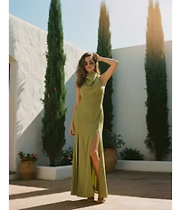 TOPSHOP Halter Cowl Maxi Dress