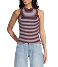 TOPSHOP Knit Ribbed Stripe Racerback Tank Top