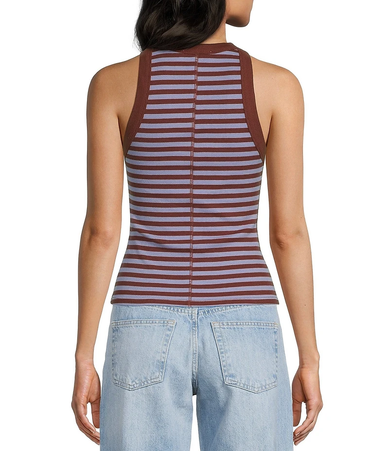 TOPSHOP Knit Ribbed Stripe Racerback Tank Top