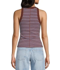 TOPSHOP Knit Ribbed Stripe Racerback Tank Top