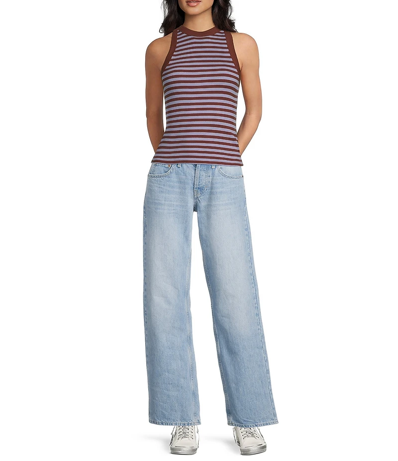 TOPSHOP Knit Ribbed Stripe Racerback Tank Top