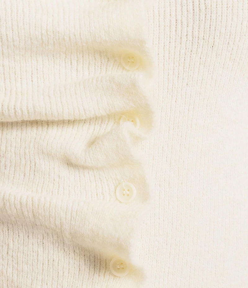 TOPSHOP Knit Ruffle Button Front Short Sleeve Top