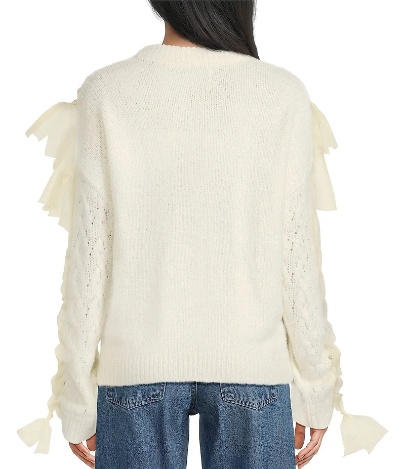 TOPSHOP Knitted Ribbon Long Sleeve Sweater