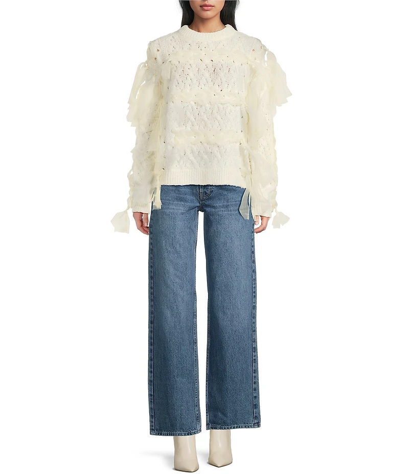 TOPSHOP Knitted Ribbon Long Sleeve Sweater