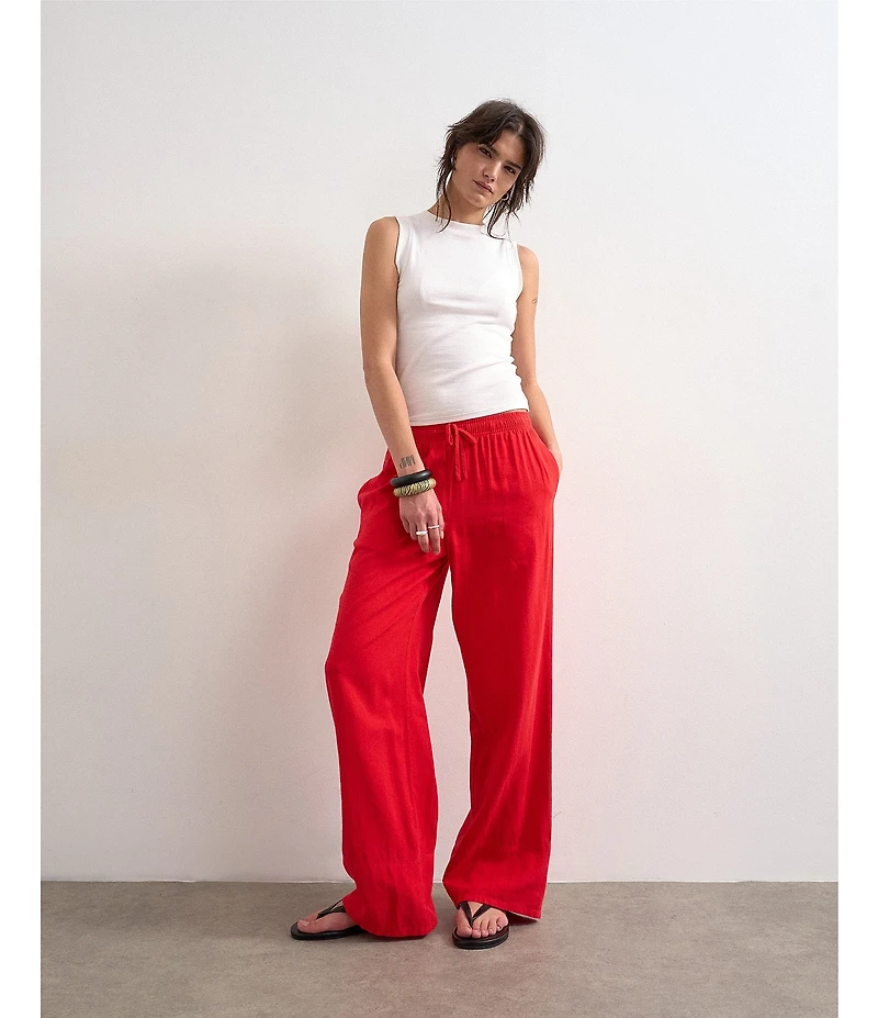 TOPSHOP Linen Wide Leg Drawstring Pants