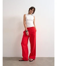 TOPSHOP Linen Wide Leg Drawstring Pants