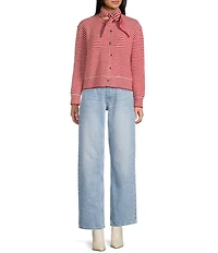 TOPSHOP Long Sleeve Scarf Stripe Cardigan