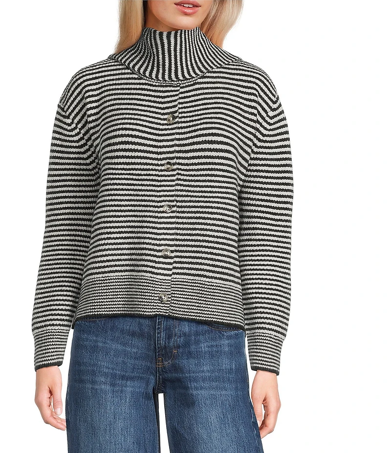 TOPSHOP Long Sleeve Scarf Stripe Cardigan