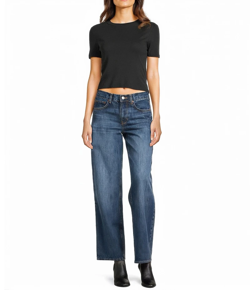 TOPSHOP Low Rise Wide Leg Jeans