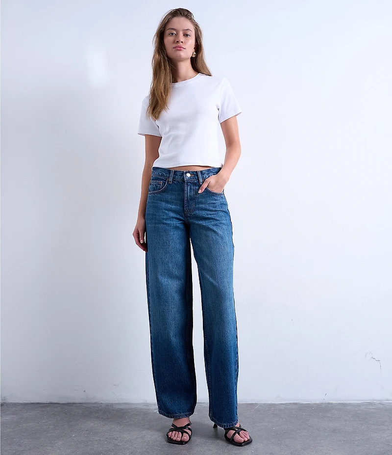 TOPSHOP Low Rise Wide Leg Jeans