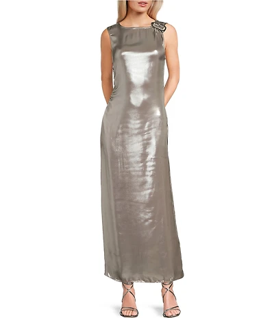 TOPSHOP Metallic Midi Dress