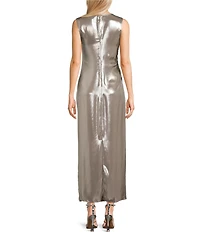 TOPSHOP Metallic Midi Dress