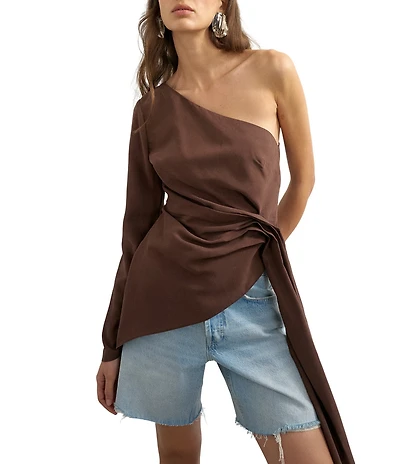 TOPSHOP One Shoulder Cinch Side Draped Top