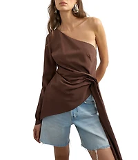 TOPSHOP One Shoulder Cinch Side Draped Top