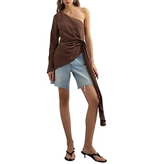 TOPSHOP One Shoulder Cinch Side Draped Top