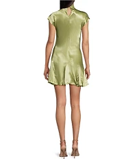 TOPSHOP Cap Sleeve Cowl Neck Satin Mini Dress