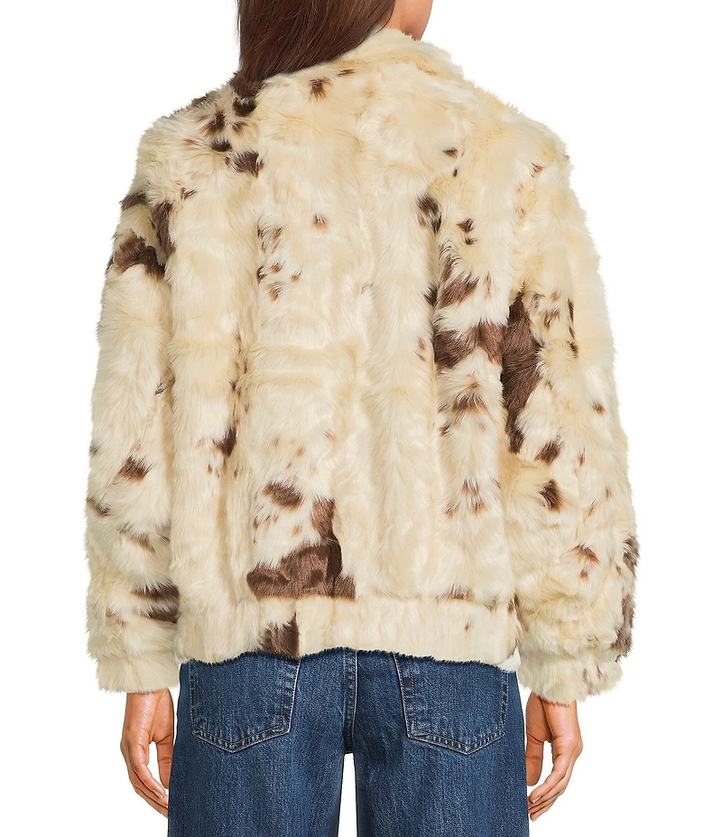 TOPSHOP Pony Skin Cow Faux Fur Zip Up Jacket
