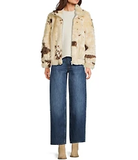 TOPSHOP Pony Skin Cow Faux Fur Zip Up Jacket