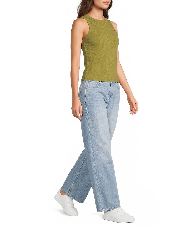 TOPSHOP Ribbed Knit Racerback Tank Top