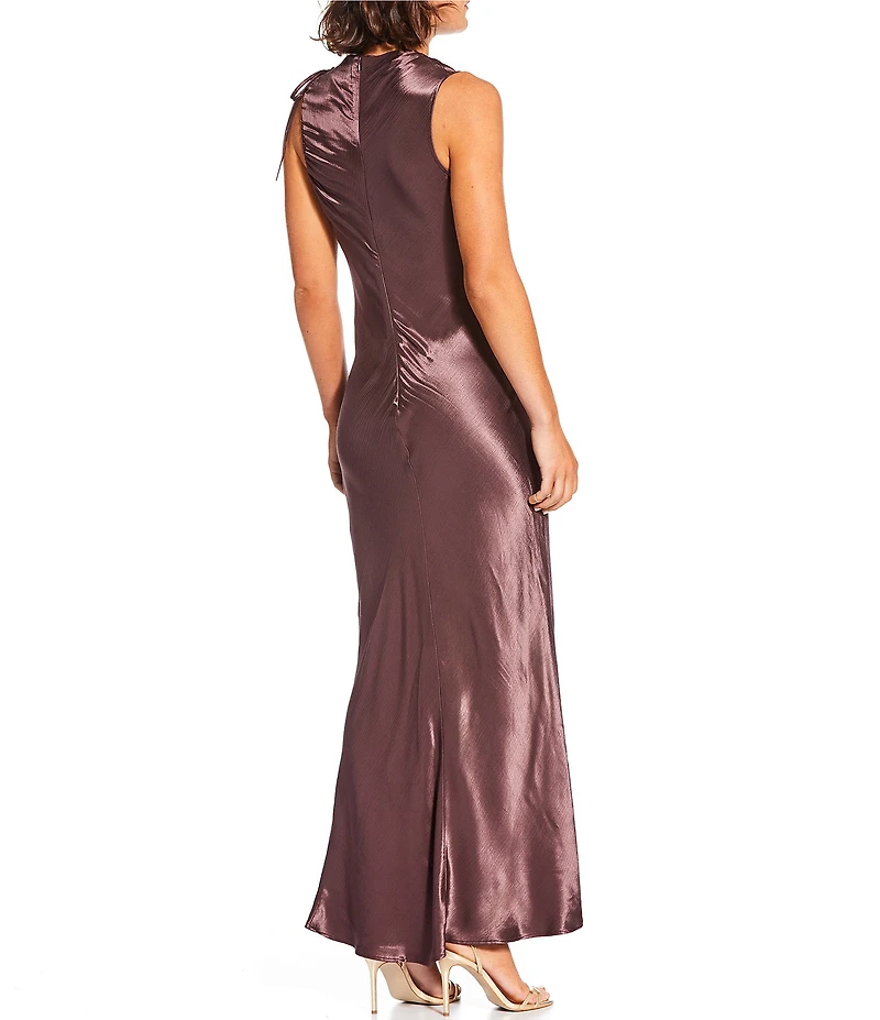 TOPSHOP Ruched High Cowl Neck Long Dress