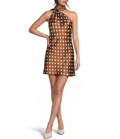 TOPSHOP Satin Polka Dot Mini Dress