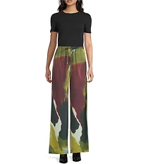 TOPSHOP Satin Printed Drawstring Trousers
