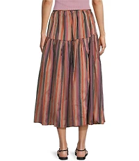 TOPSHOP Taffeta Full Hem Stripe Midi Skirt